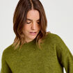Pull col rond manches longues vert fonc&eacute; femme