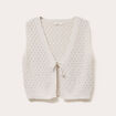 Gilet sans manches noué ecru femme