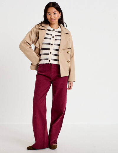 Gilet manches longues ecru femme