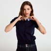 Polo col chemise manches courtes bleu marine femme