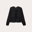 Blouse nou&eacute;e strass noir femme