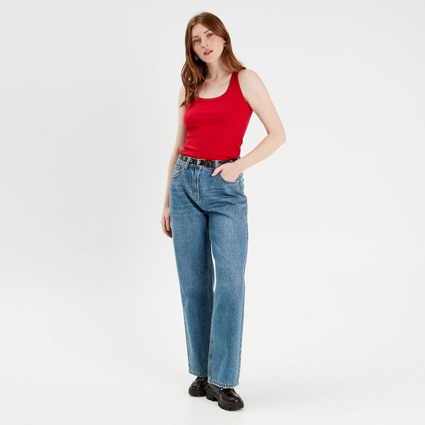 debardeur sans manches cotele rouge femme Débardeur sans manches côtelé rouge femme