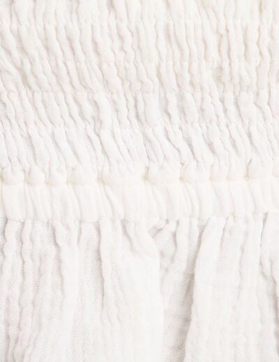 Débardeur tricot brodé ecru femme