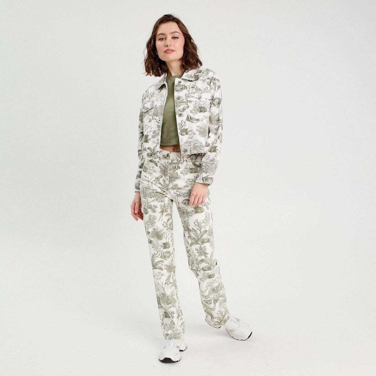 Jeans straight taille haute blanc femme