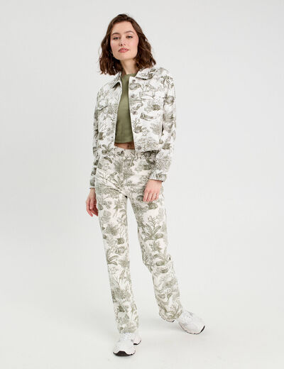 Jeans straight taille haute blanc femme
