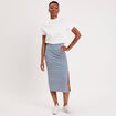 Jupe longue droite fronces bleu marine femme