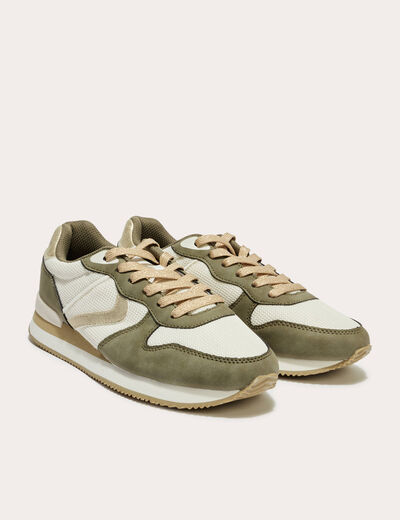 Sneakers plates vert kaki femme
