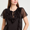Blouse volants noir femme