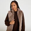 Veste sans manches fermeture zipp&eacute;e taupe femme