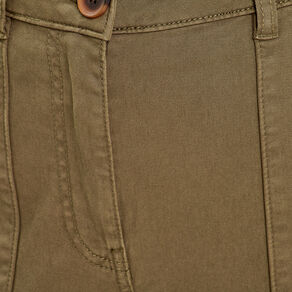 Pantalon cargo bas resserré vert foncé femme