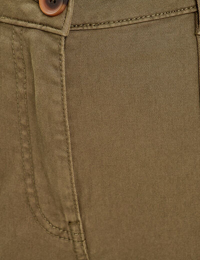 Pantalon cargo bas resserré vert foncé femme