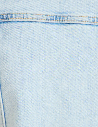 Veste cintr&eacute;e en jean col classique denim bleach femme