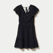 Robe courte &eacute;vas&eacute;e col v manches courtes noir femme