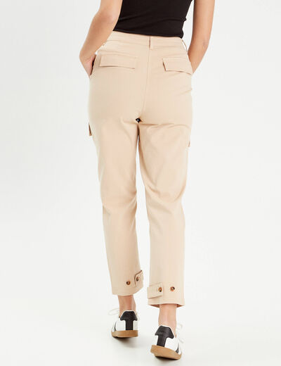 Pantalon cargo bas resserré sable femme