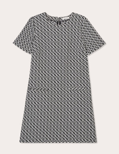 Robe droite manches courtes noir femme