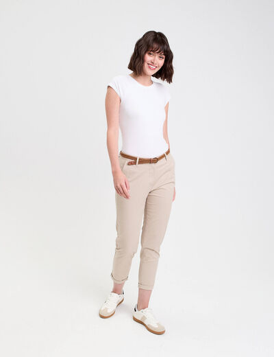 Pantalon chino 7/8ème beige femme