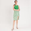 Jupe droite avec fente vert femme