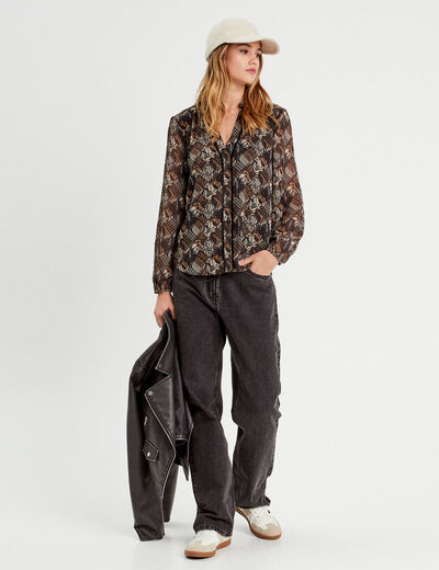 Blouse manches longues noir femme
