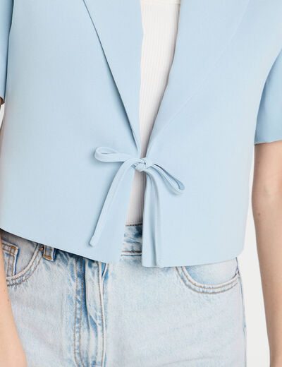 Veste blazer manches courtes bleu clair femme