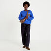 Pull ample col rond manches longues bleu electrique femme