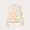 Blouse manches longues aspect dentelle ecru femme