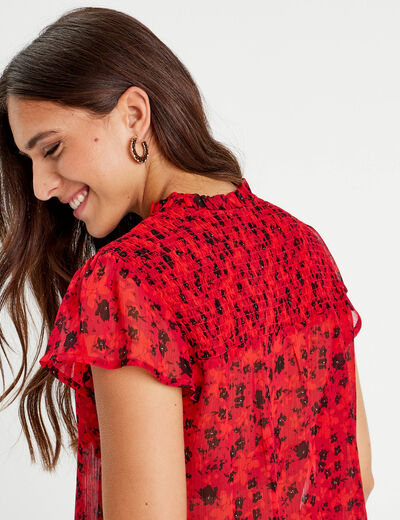 Blouse manches courtes rouge femme