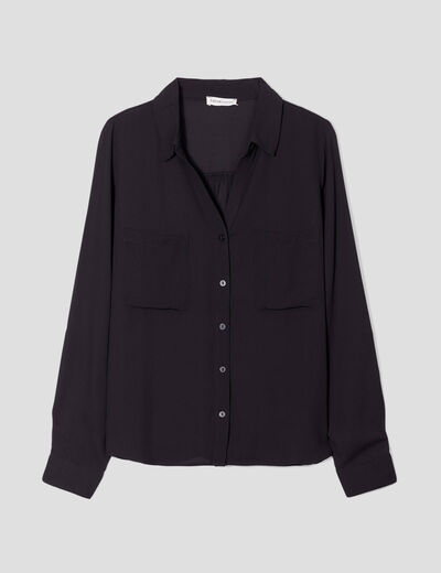 Chemise manches longues noir femme