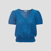 Blouse manches courtes bleu canard femme