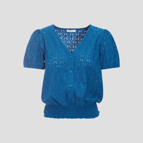 Blouse manches courtes bleu canard femme