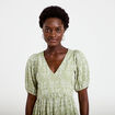 Robe droite courte col v manches courtes vert femme