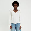 Blouse macram&eacute; bas &eacute;lastiqu&eacute; ecru femme
