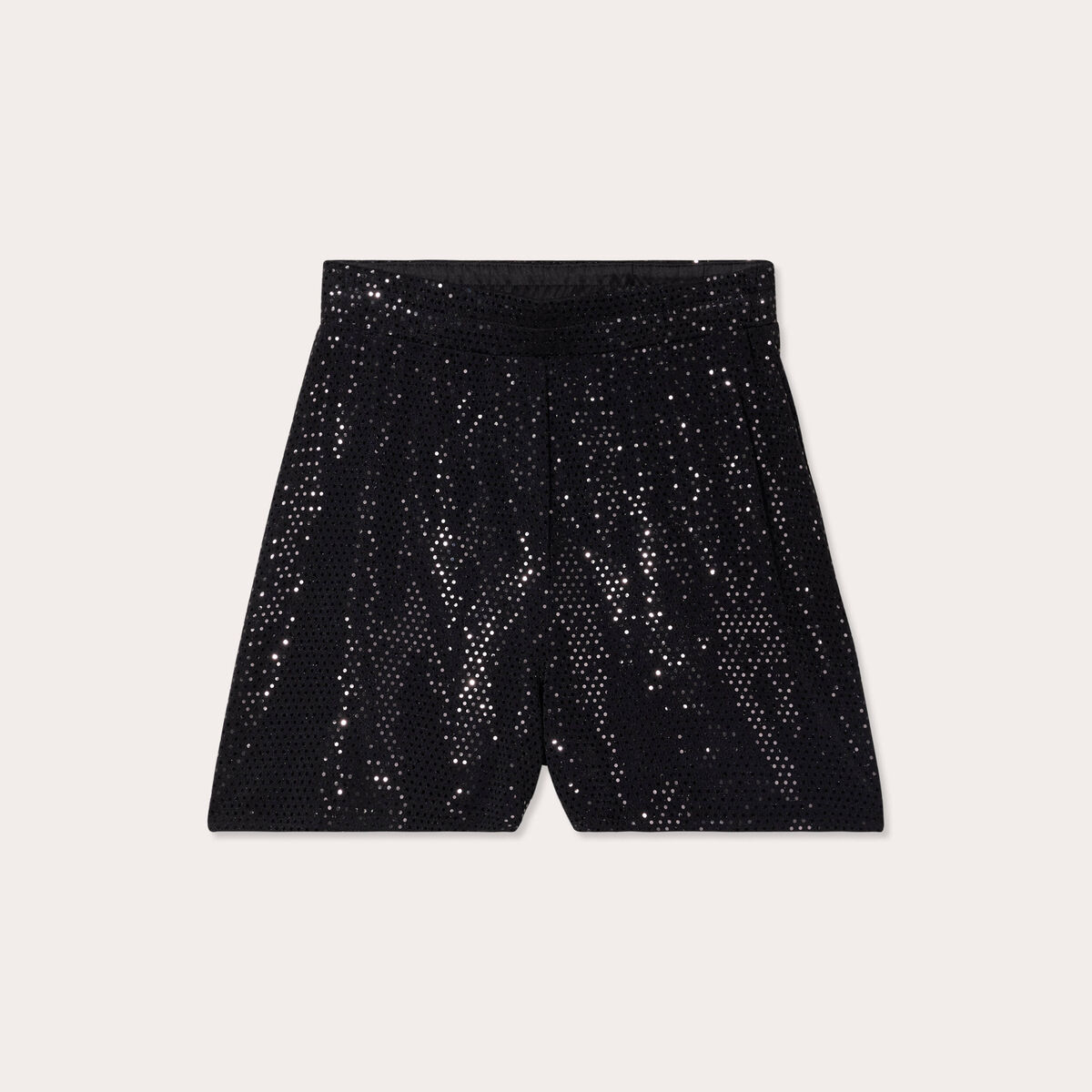 Short ajusté avec sequins noir femme