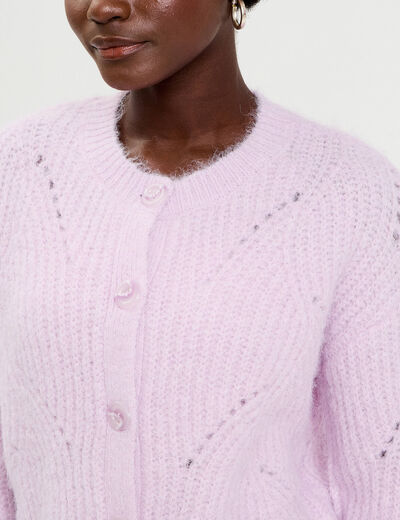 Gilet ajour&eacute; manches longues parme femme