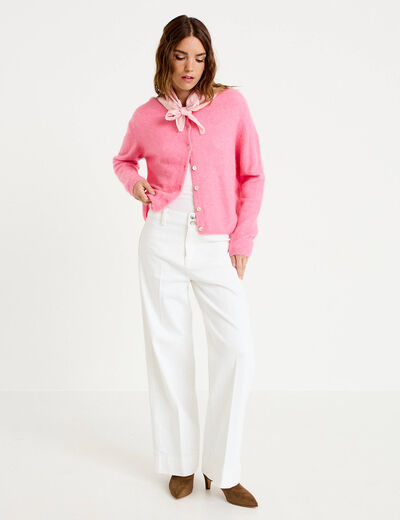 Gilet manches longues rose vif femme