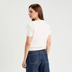 Pull manches courtes patchs ecru femme