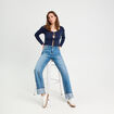 Gilet avec broderie bleu marine femme