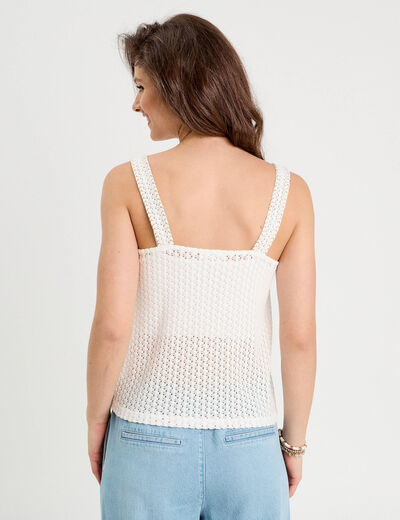 Débardeur effet crochet ecru femme