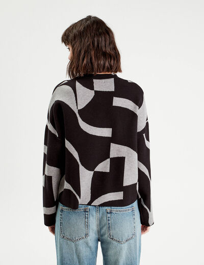Pull col montant gris femme