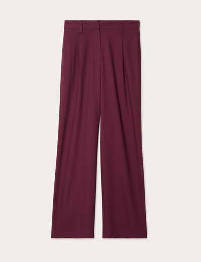 Pantalon large avec pinces prune femme