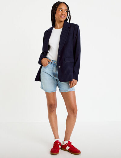 Bermuda regular 5 poches en jean denim bleach femme