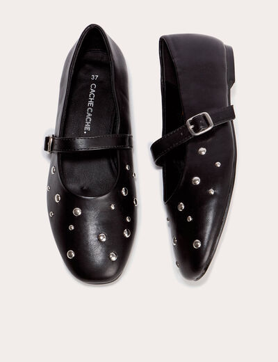 Ballerines &agrave; d&eacute;tails clout&eacute;s noir femme