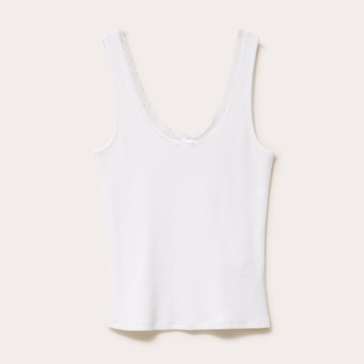D&eacute;bardeur cintr&eacute; c&ocirc;tel&eacute; dentelle blanc femme