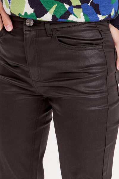Jeans droit enduit denim noir enduit femme