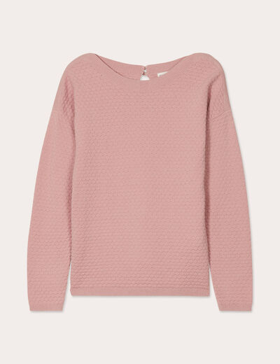 Pull col rond rose poudrée femme