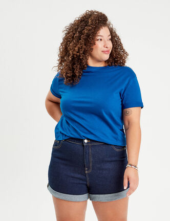 Short droit en jean denim brut femme