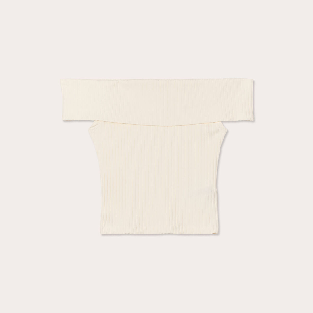 T-shirt manches courtes côtelé ecru femme