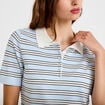 Polo manches courtes col chemise bleu femme