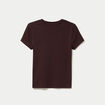 T-shirt c&ocirc;tel&eacute; ajust&eacute; manches courtes marron fonc&eacute; femme