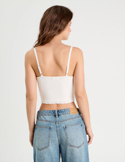 Débardeur tricot ecru femme