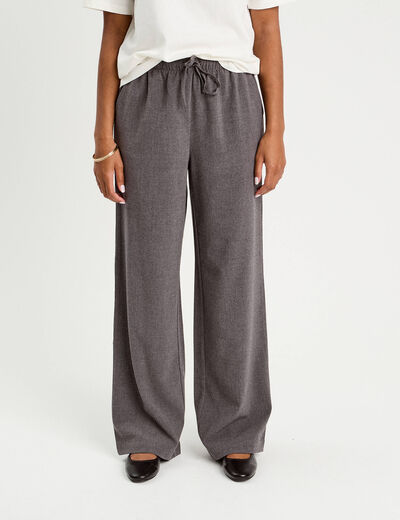Pantalon large gris fonc&eacute; femme